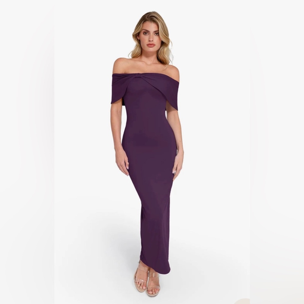 Popilush Shapewear Off-the-Shoulder Slim Column Maxi Dress